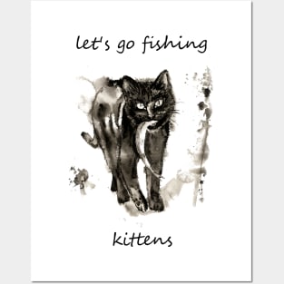 let's go fishing kittens Posters and Art